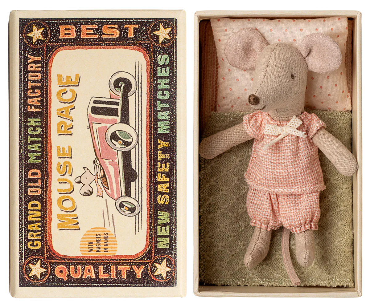 Große Schwester Maus rosa in Streichholzschachtel *magnetische Hände - little something