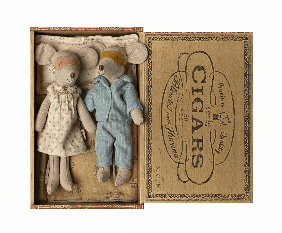 Mama & Papa Mäuse in Zigarrenkiste - little something
