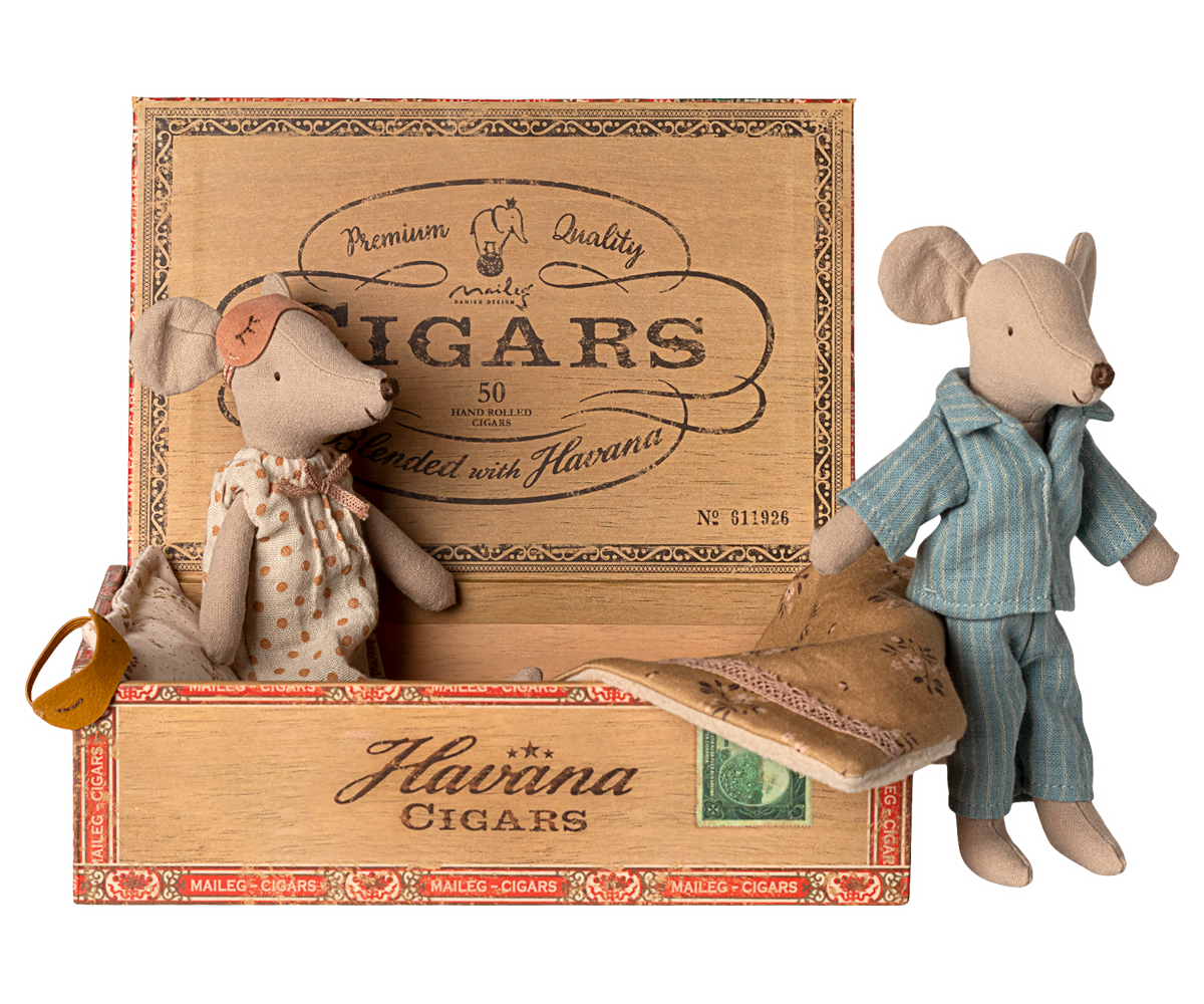Mama & Papa Mäuse in Zigarrenkiste - little something