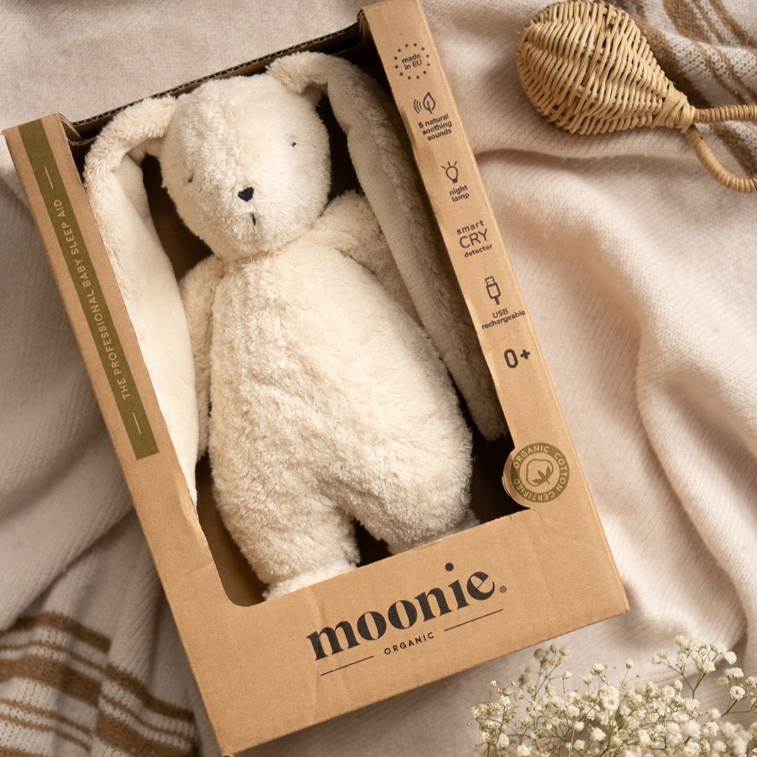 Moonie Hase 2.0 Organic Nachtlicht, Einschlafhilfe & Kuscheltier - Sand natur - little something