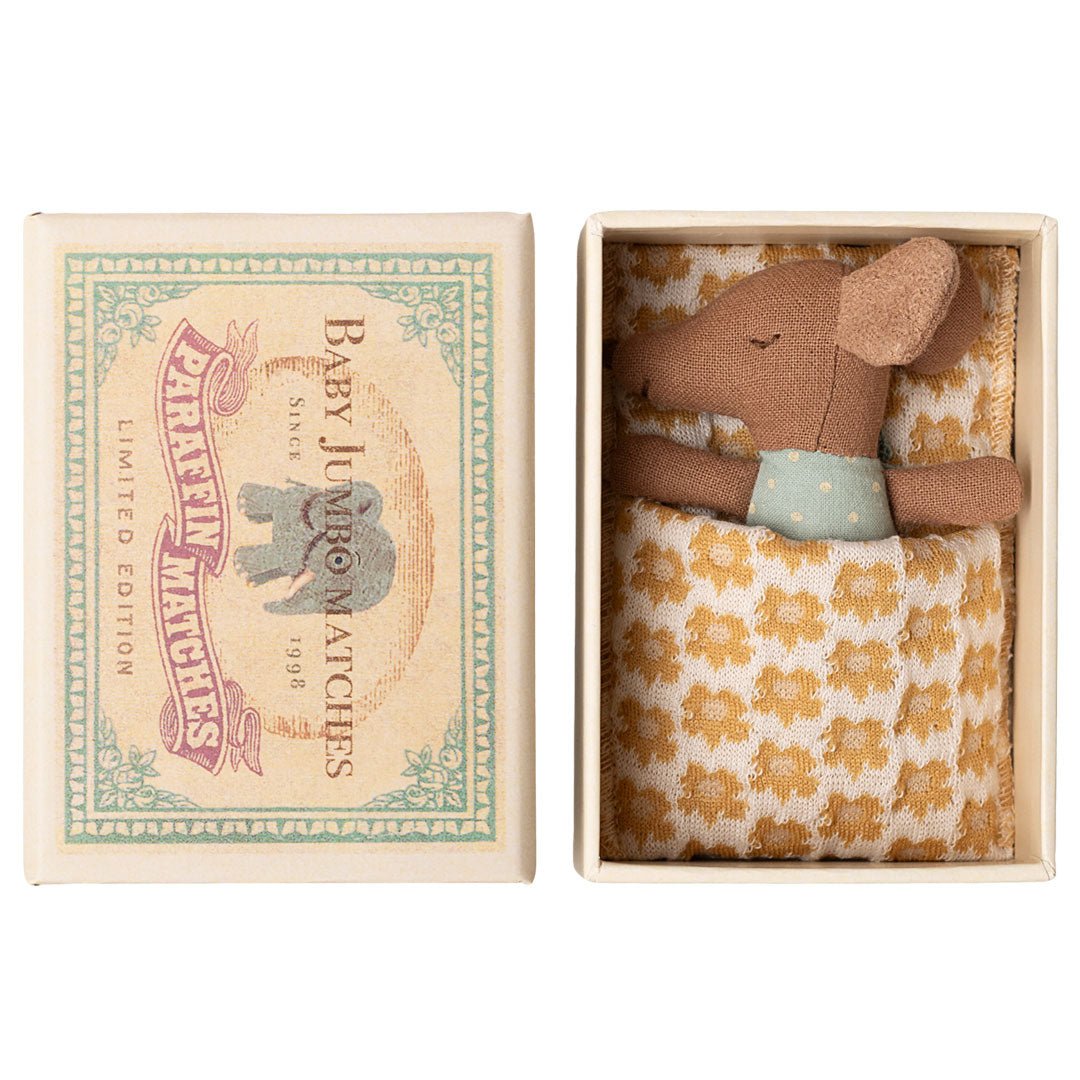 Schläfrige Babymaus in Matchbox - Blau - little something