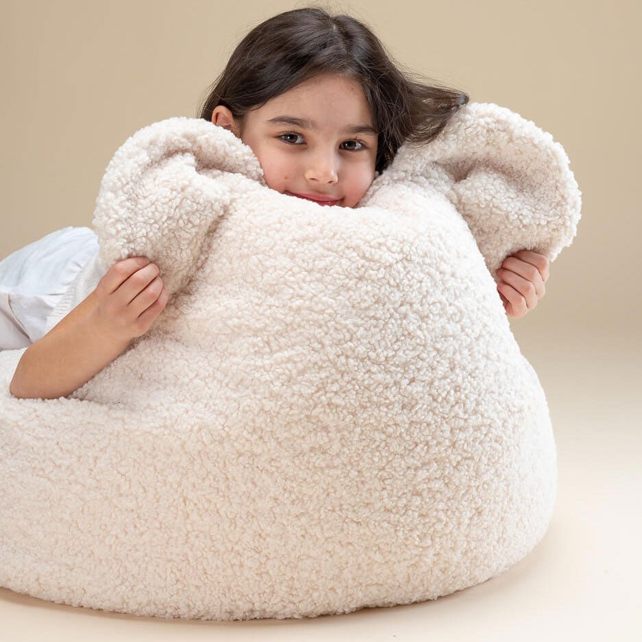 Sitzkissen Teddy mit Bärenohren "Bear Beanbag Cream White" - little something