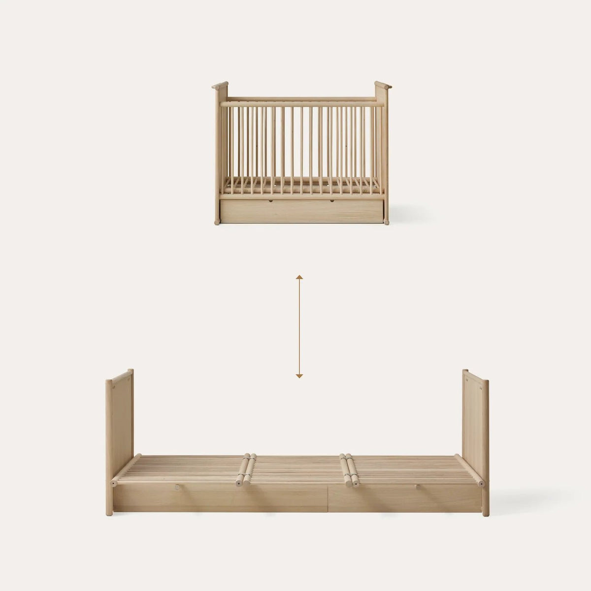 Camp Novel 2in1 Babybett 60x120cm &amp; Bett 120x200 cm, Eiche - little something
