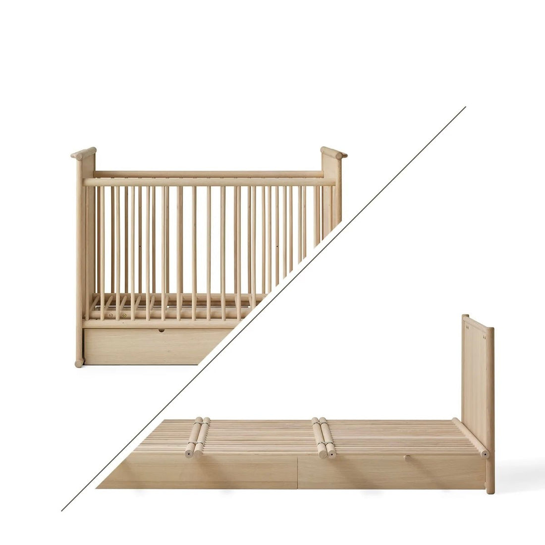 Camp Novel 2in1 Babybett 60x120cm &amp; Bett 120x200 cm, Eiche - little something