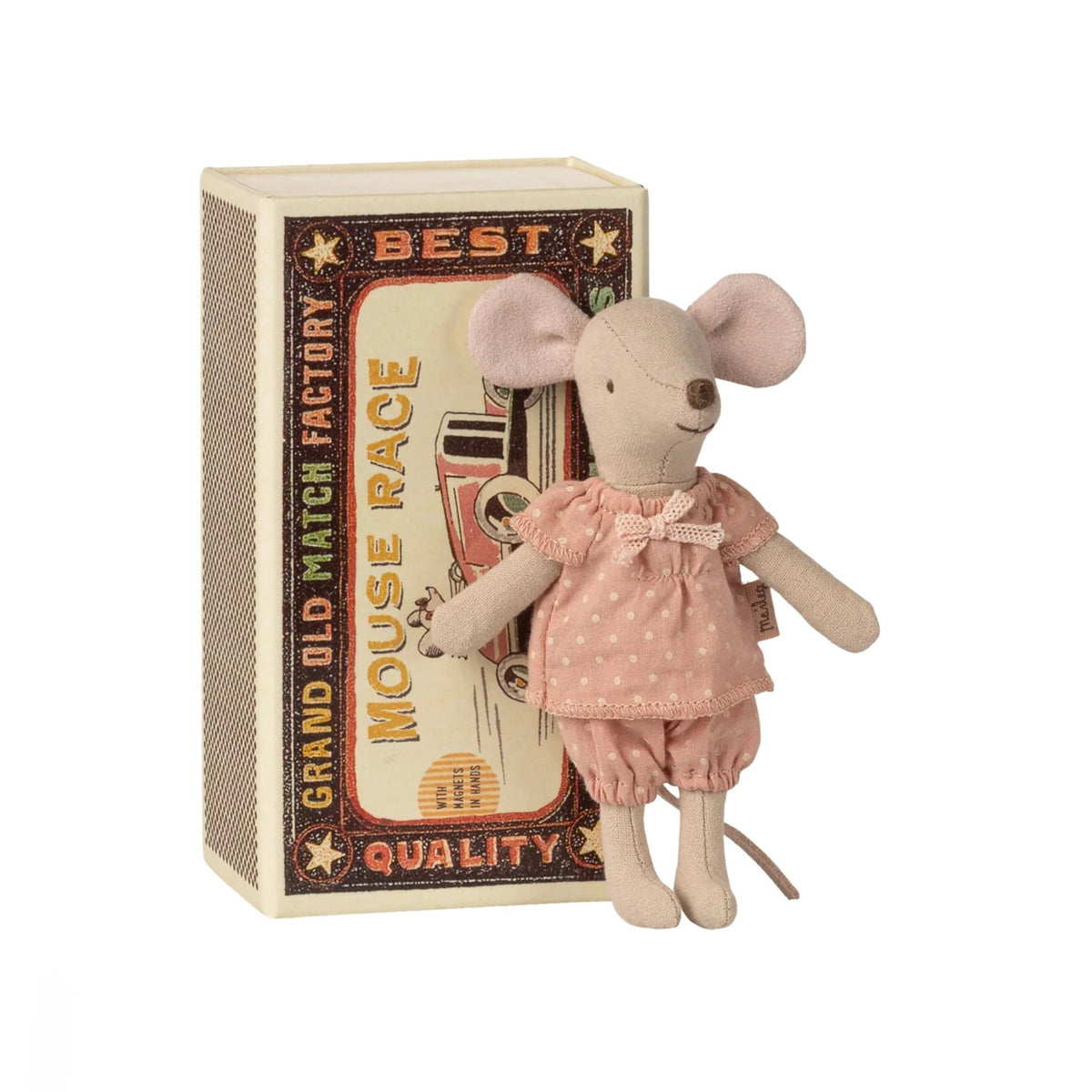 Große Schwester Maus rosa in Streichholzschachtel *magnetische Hände - little something