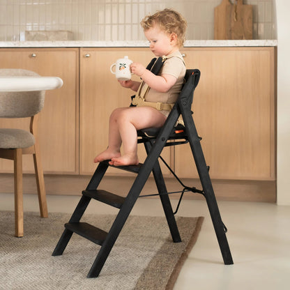 KLAPP Faltbarer Hochstuhl - Eiche schwarz - Baby Bundle II (Kissen &amp; Gurte) - little something