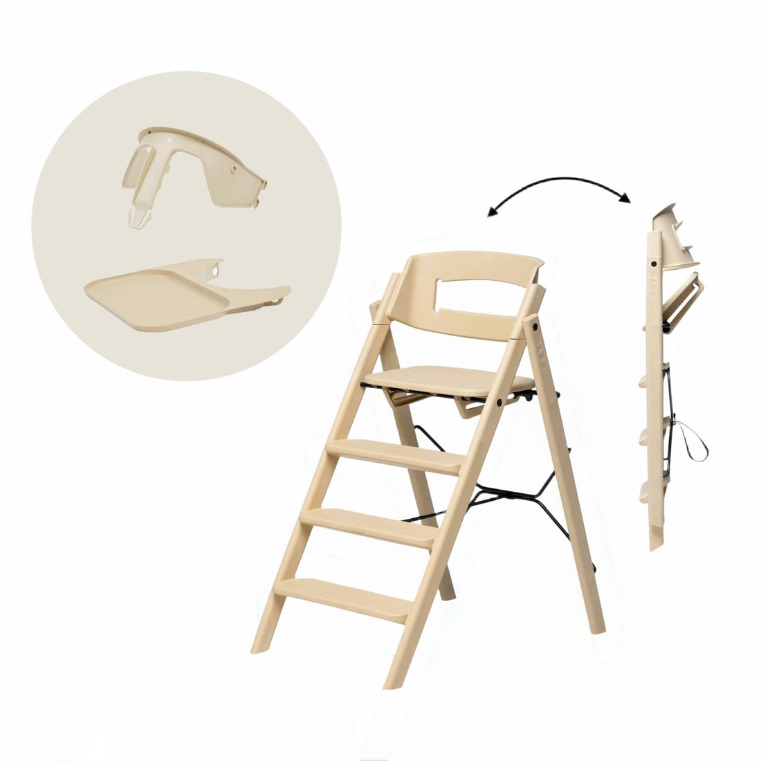 KLAPP Faltbarer Hochstuhl - recycelt desert sand - Baby Bundle I (Sicherheitsbügel &amp; Tablett) - little something