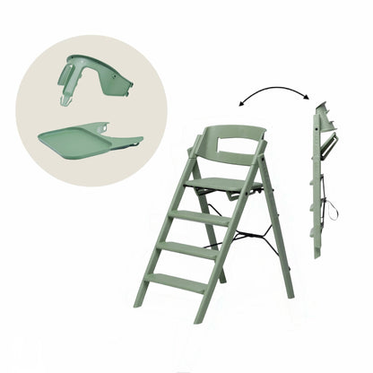 KLAPP Faltbarer Hochstuhl - recycelt mineral green - Baby Bundle I (inkl Sicherheitsbügel &amp; Tablett) - little something