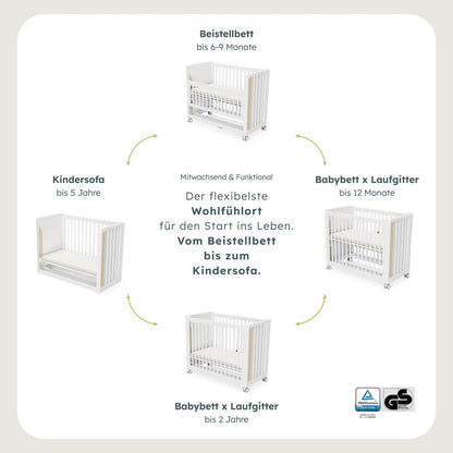 MoveMi® Babybett + Laufstall (inkl. Umbaumset in ein Beistellbett) - little something