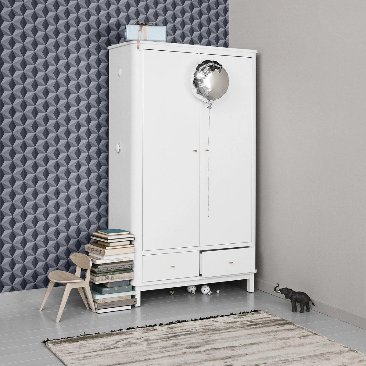 Wood Kleiderschrank, 2 - türig - Weiß - little something