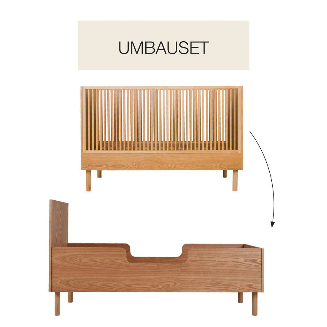 Umbauset "Junior Kit" Hai No Ki - Natural Ash vom Kinderbett 140x70 zum Juniorbett 170x70cm - little something